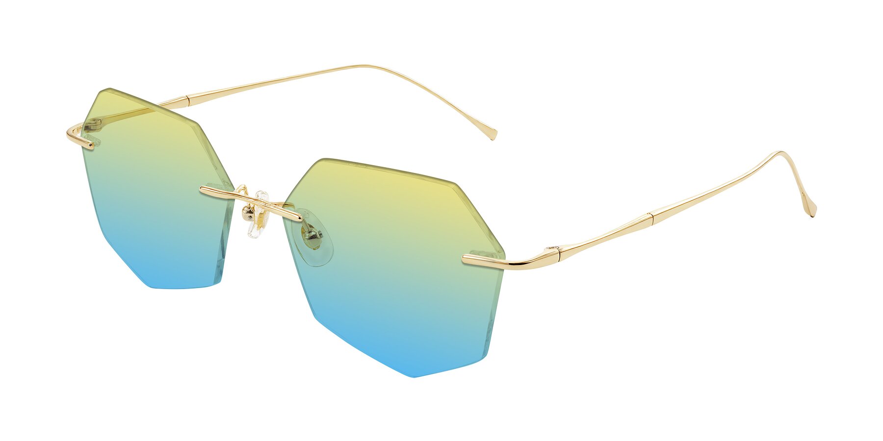 Angle of Edme in Gold with Yellow / Blue Gradient Lenses