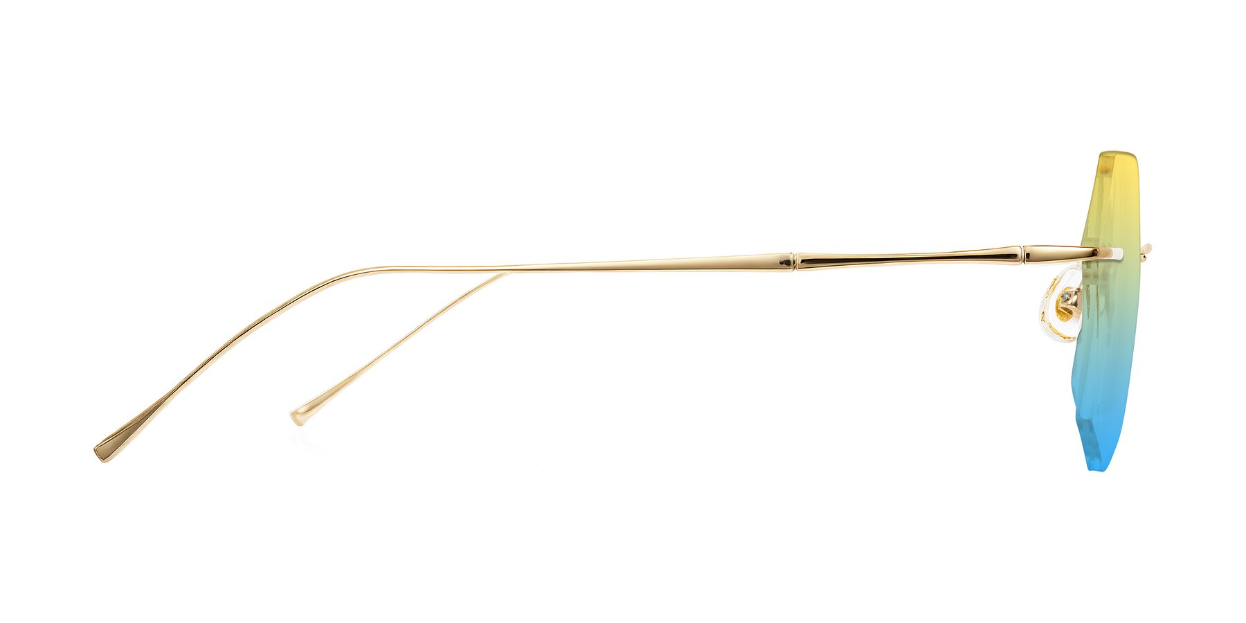 Side of Edme in Gold with Yellow / Blue Gradient Lenses