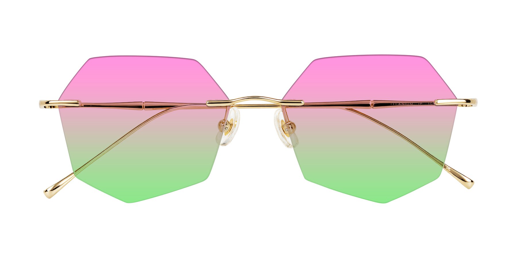 Folded Front of Edme in Gold with Pink / Green Gradient Lenses