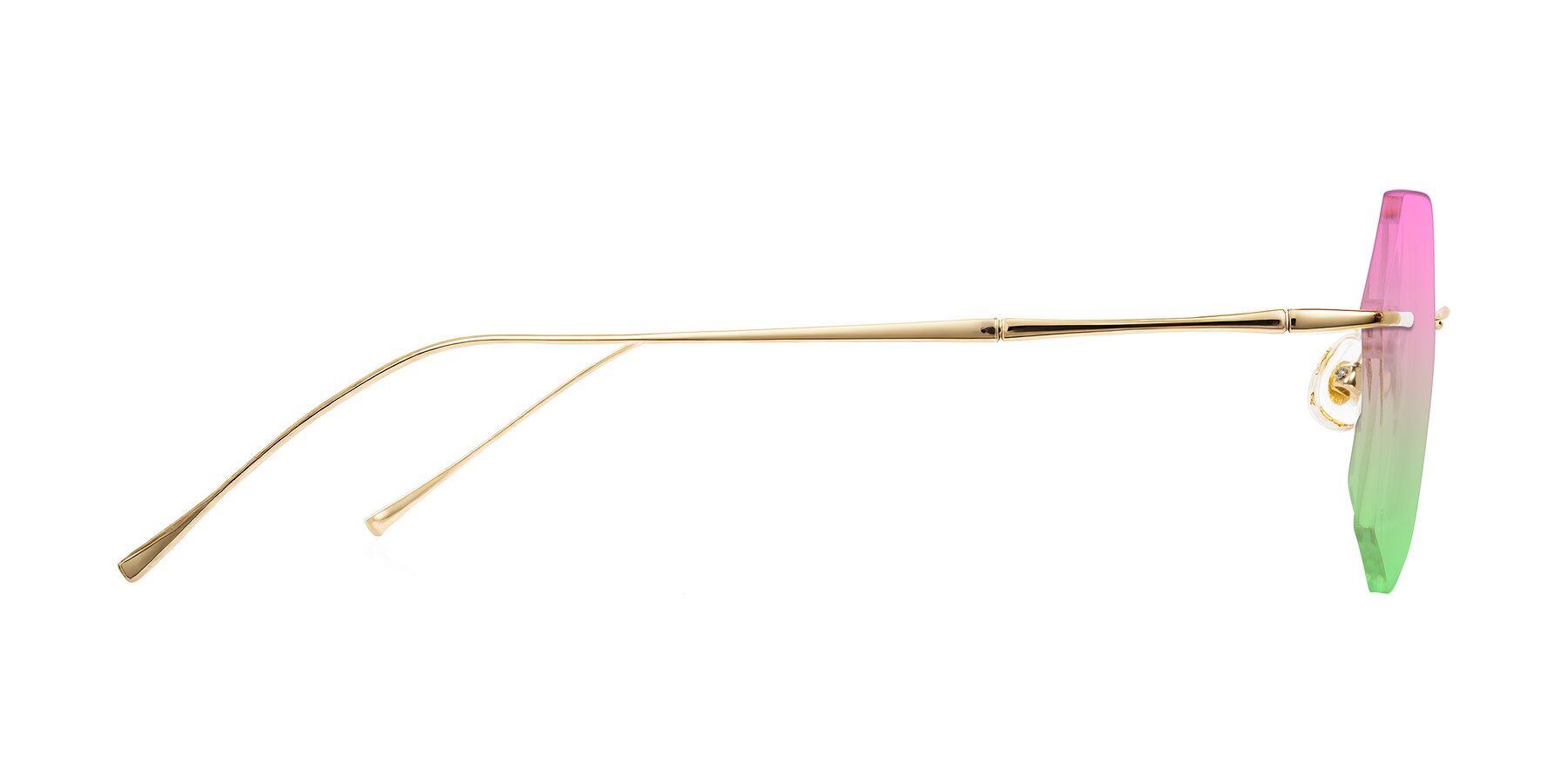 Side of Edme in Gold with Pink / Green Gradient Lenses
