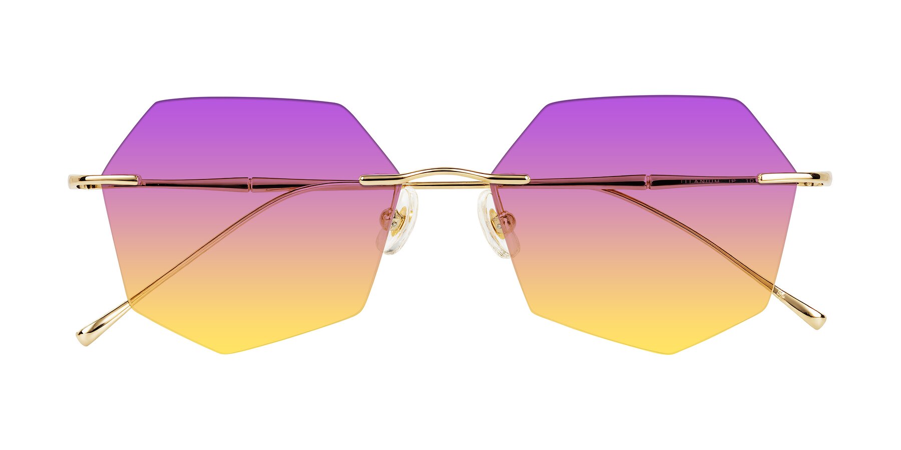 Folded Front of Edme in Gold with Purple / Yellow Gradient Lenses