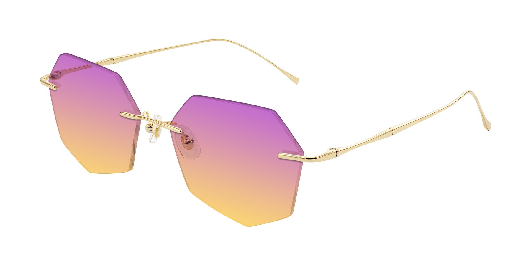 Angle of Edme in Gold with Purple / Yellow Gradient Lenses