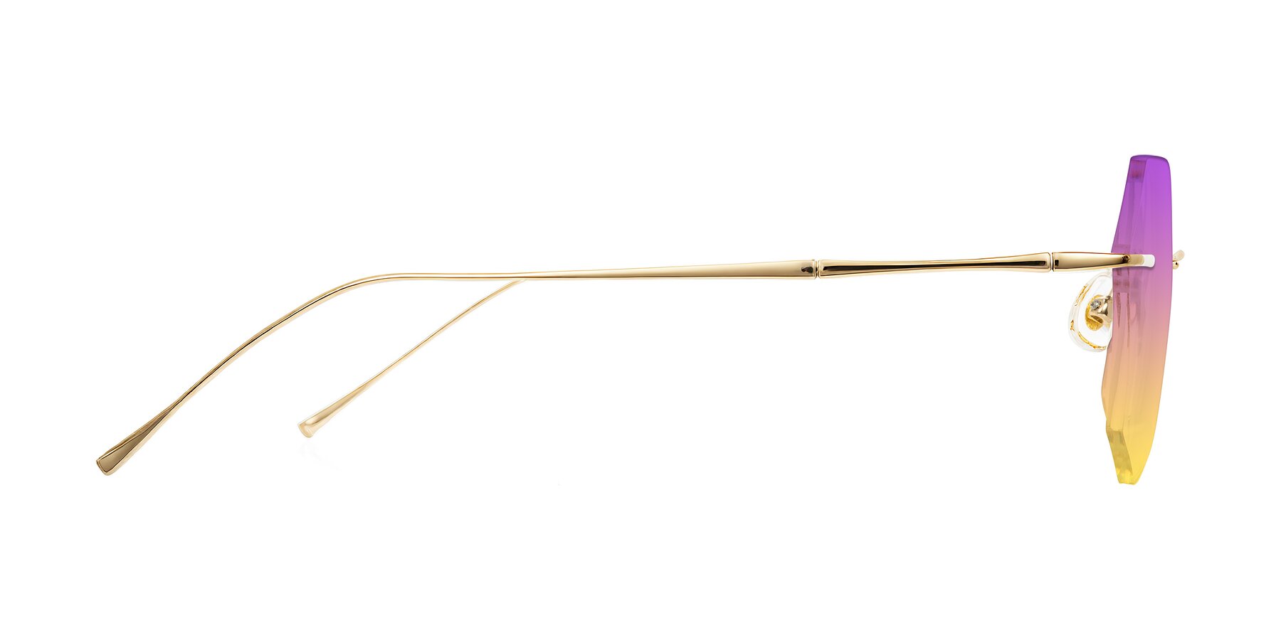 Side of Edme in Gold with Purple / Yellow Gradient Lenses