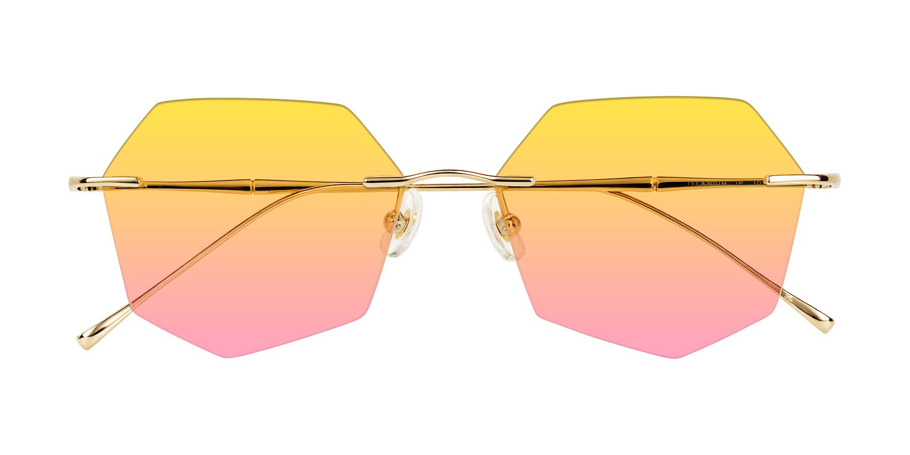 Folded Front of Edme in Gold with Yellow / Pink Gradient Lenses