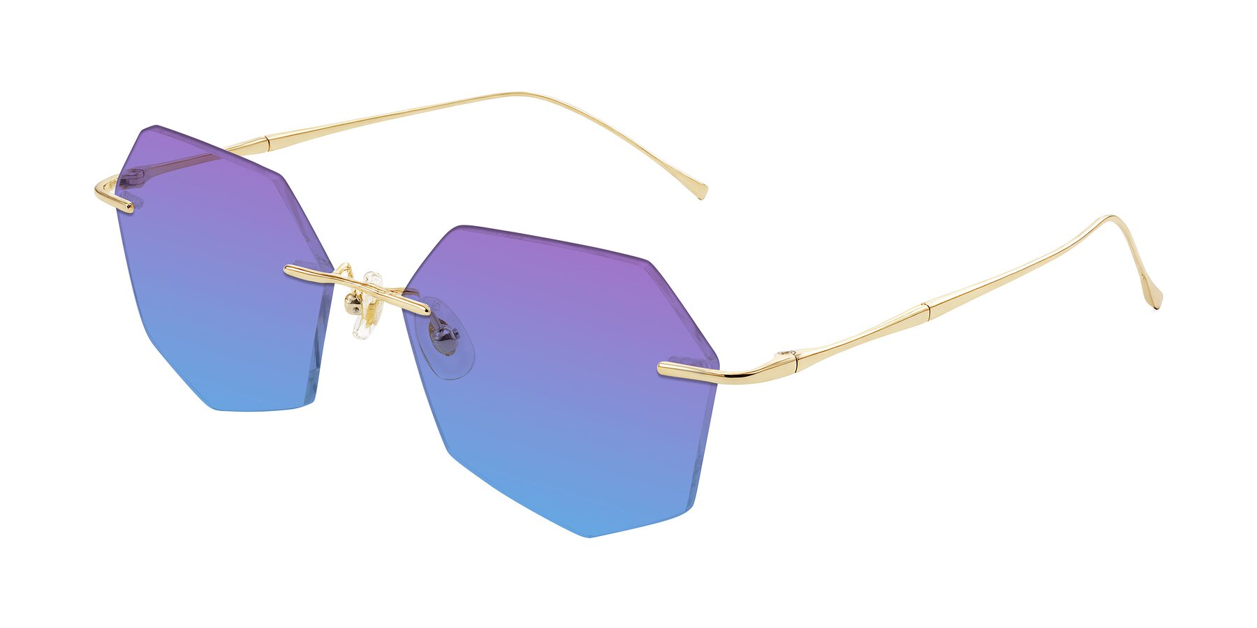 Angle of Edme in Gold with Purple / Blue Gradient Lenses