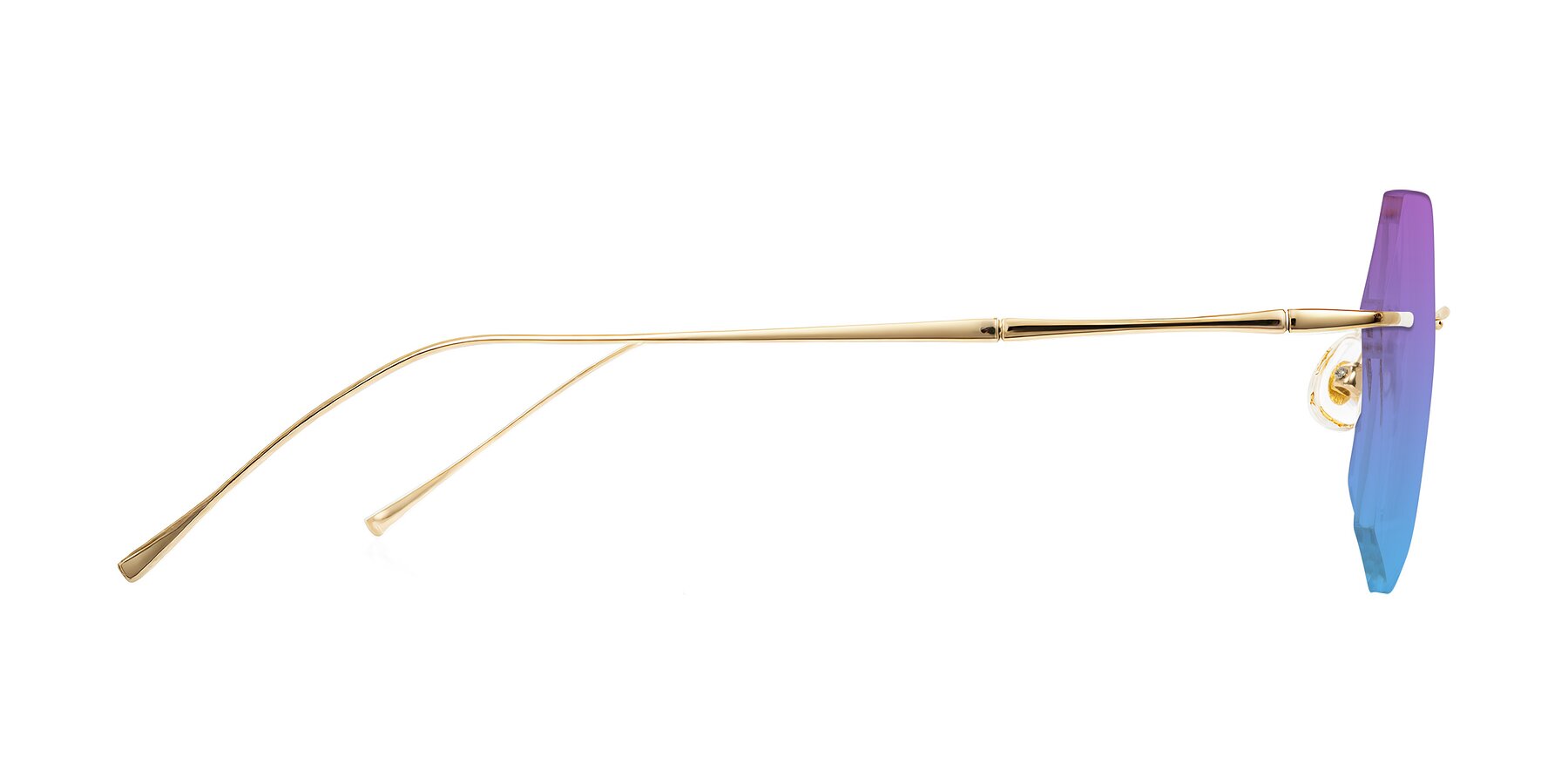 Side of Edme in Gold with Purple / Blue Gradient Lenses