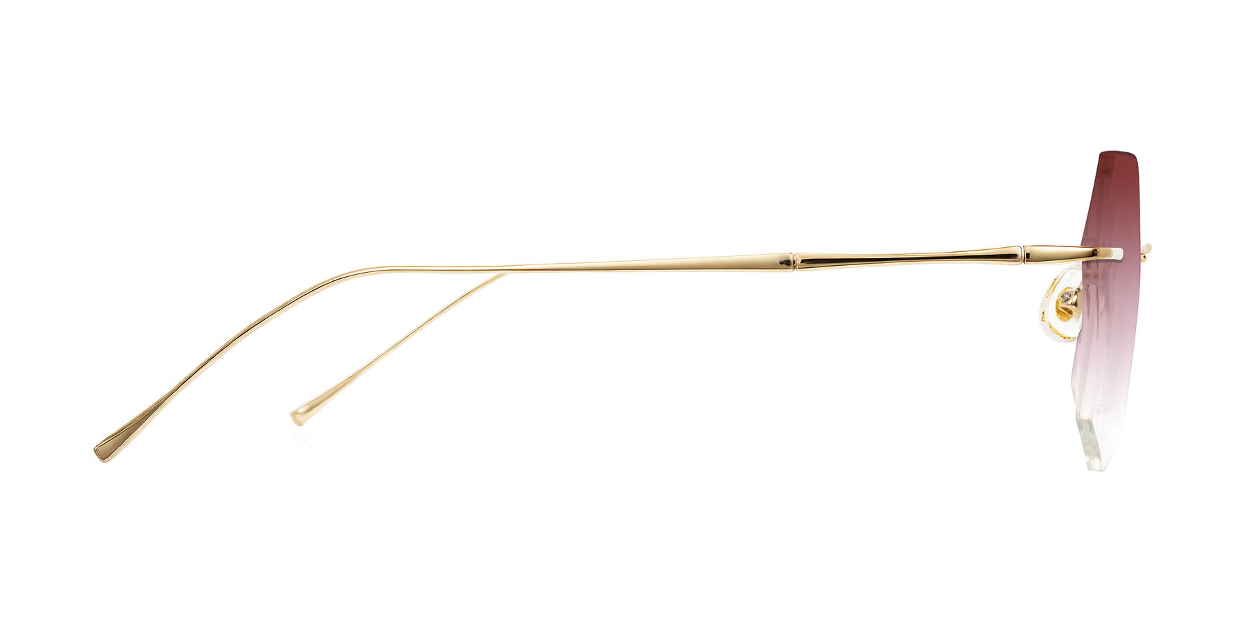 Side of Edme in Gold with Garnet Gradient Lenses