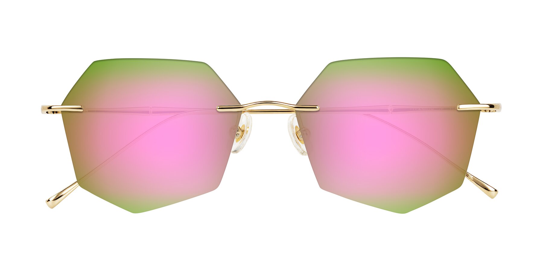 Folded Front of Edme in Gold with Pink Mirrored Lenses