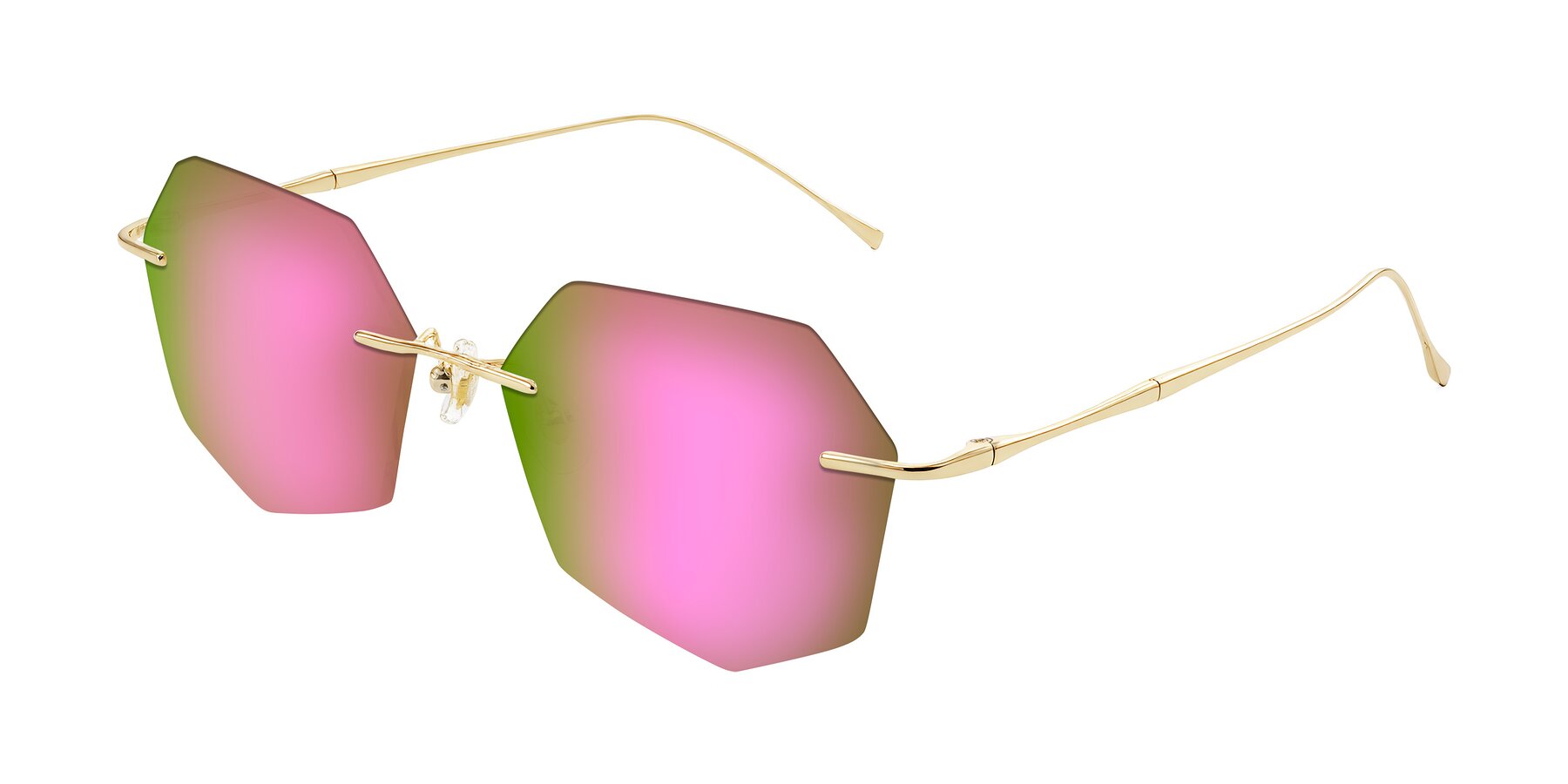 Angle of Edme in Gold with Pink Mirrored Lenses