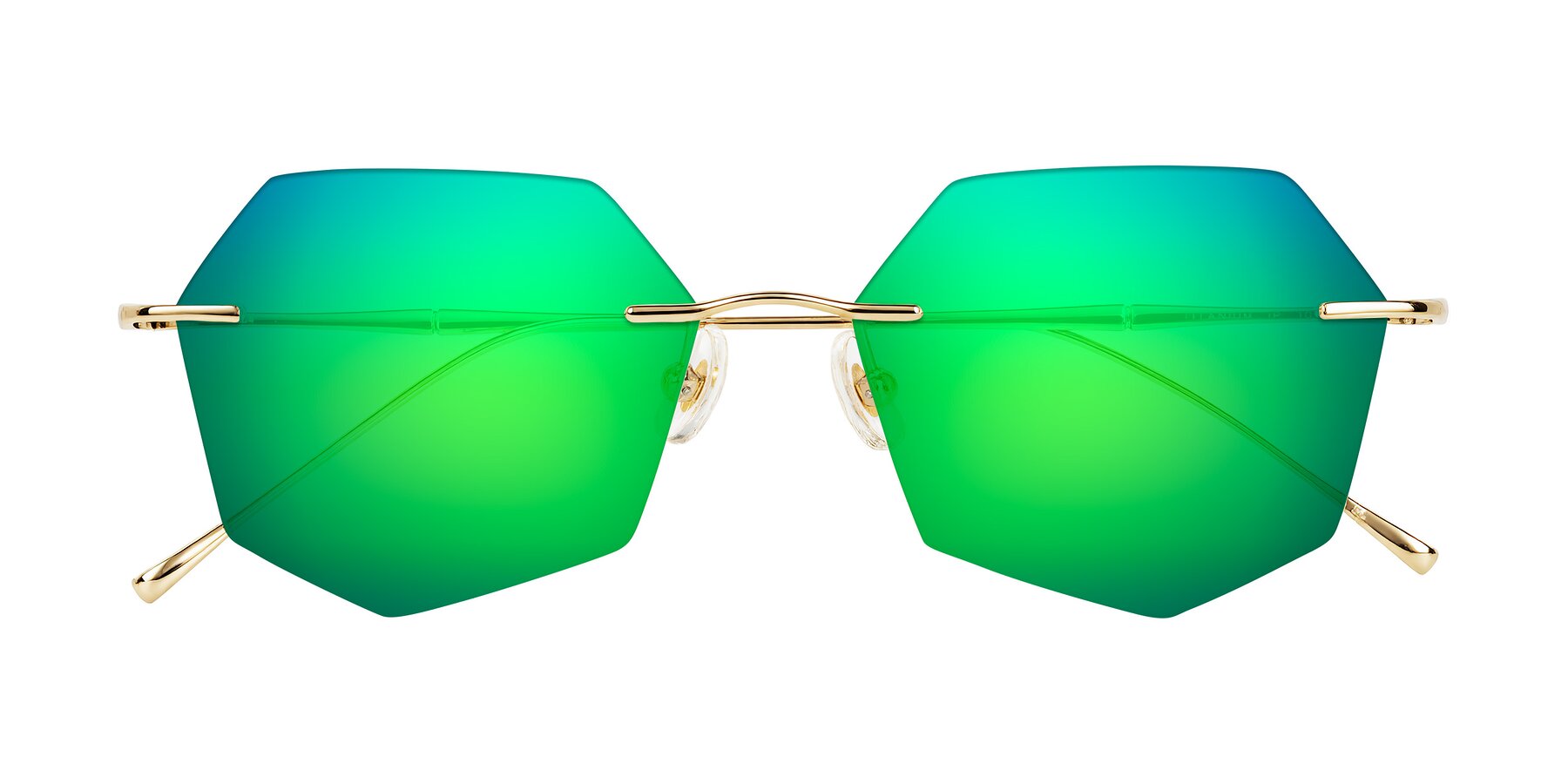Folded Front of Edme in Gold with Green Mirrored Lenses