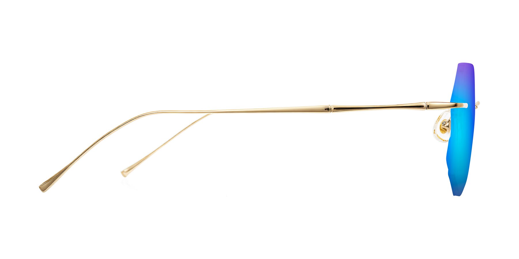 Side of Edme in Gold with Blue Mirrored Lenses