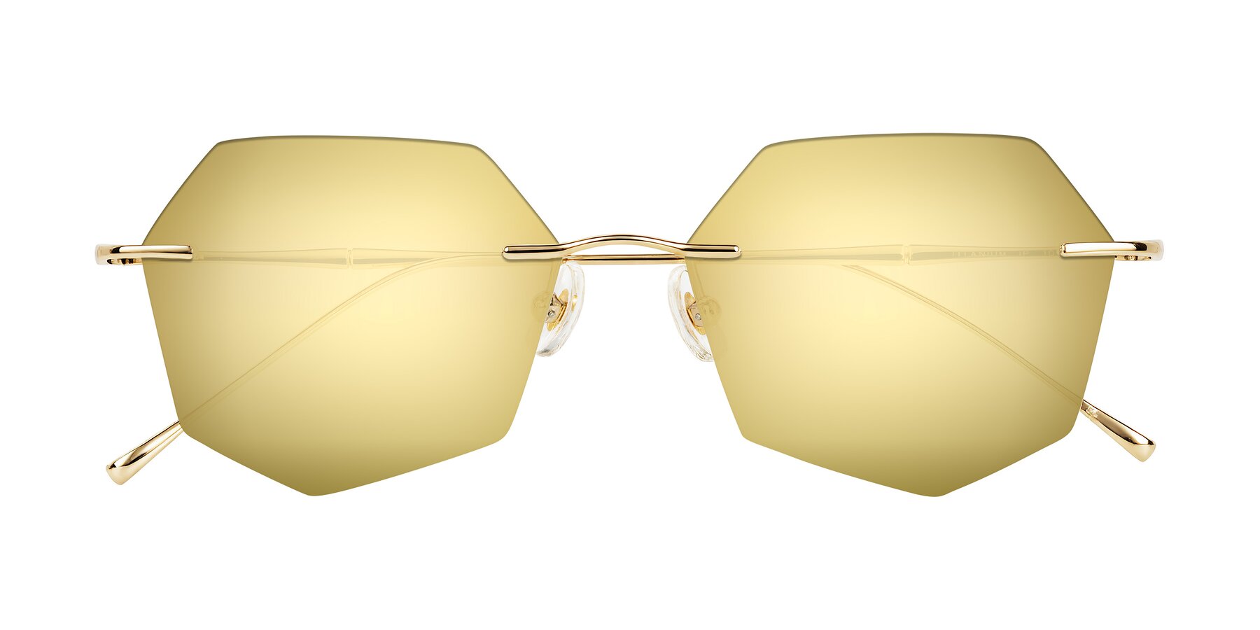 Folded Front of Edme in Gold with Gold Mirrored Lenses