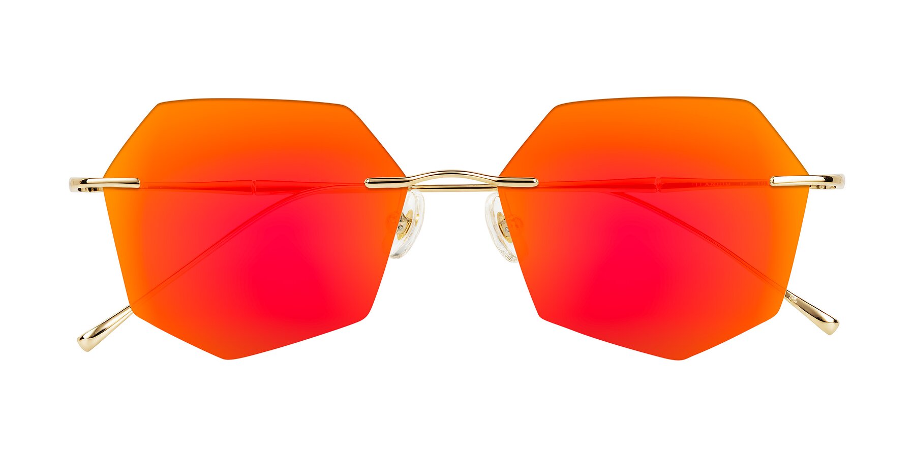 Folded Front of Edme in Gold with Red Gold Mirrored Lenses
