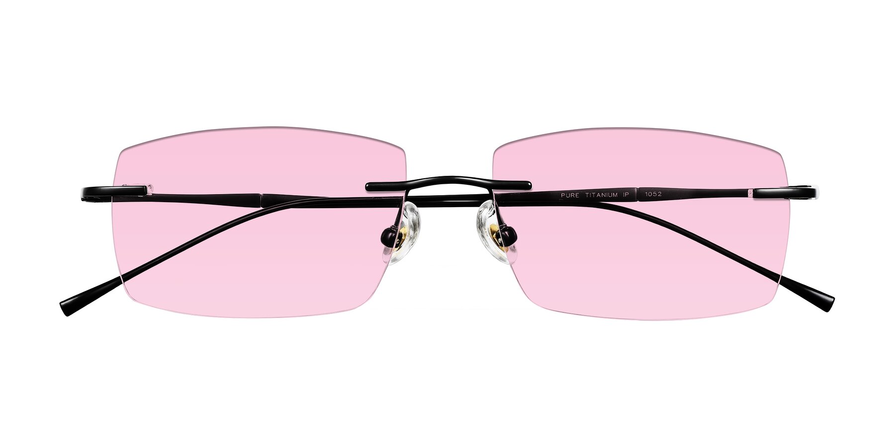 Folded Front of Cartman in Matte Black with Light Pink Tinted Lenses