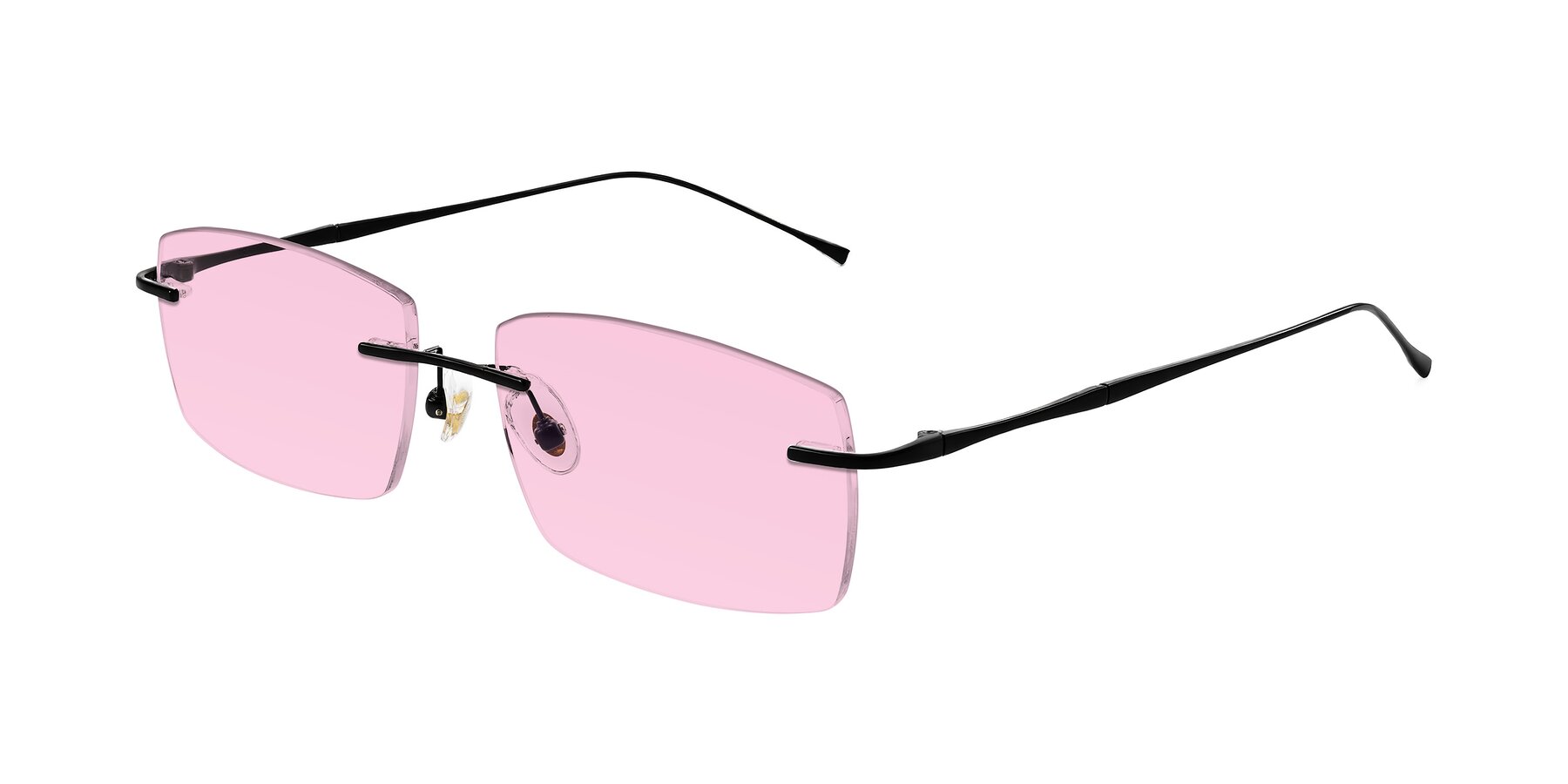 Angle of Cartman in Matte Black with Light Pink Tinted Lenses