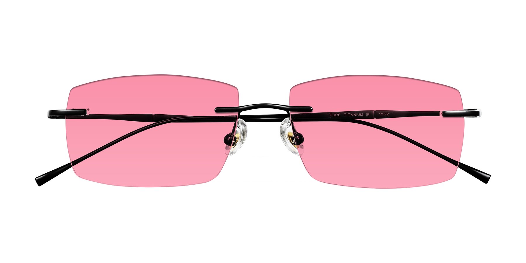 Folded Front of Cartman in Matte Black with Pink Tinted Lenses