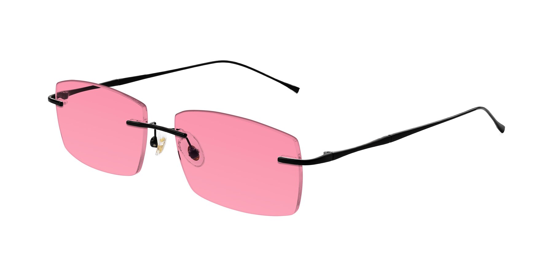 Angle of Cartman in Matte Black with Pink Tinted Lenses