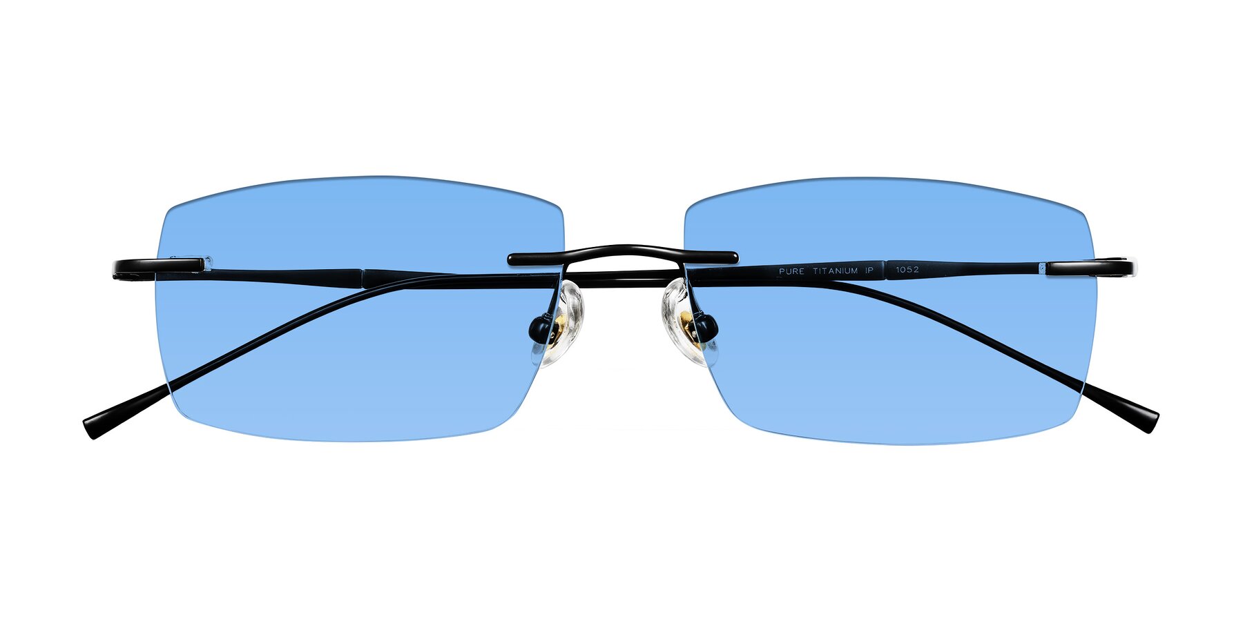 Folded Front of Cartman in Matte Black with Medium Blue Tinted Lenses