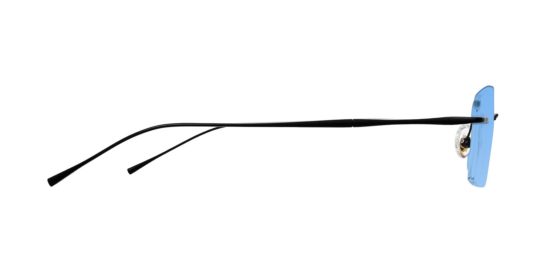 Side of Cartman in Matte Black with Medium Blue Tinted Lenses