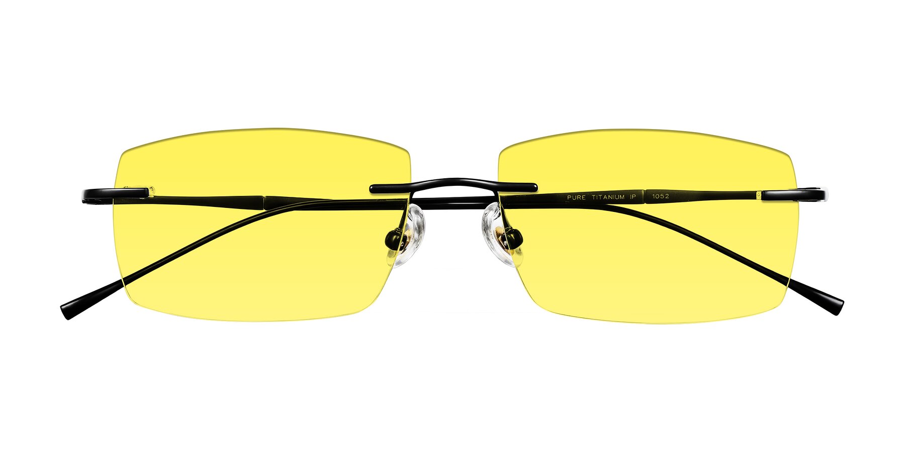 Folded Front of Cartman in Matte Black with Medium Yellow Tinted Lenses