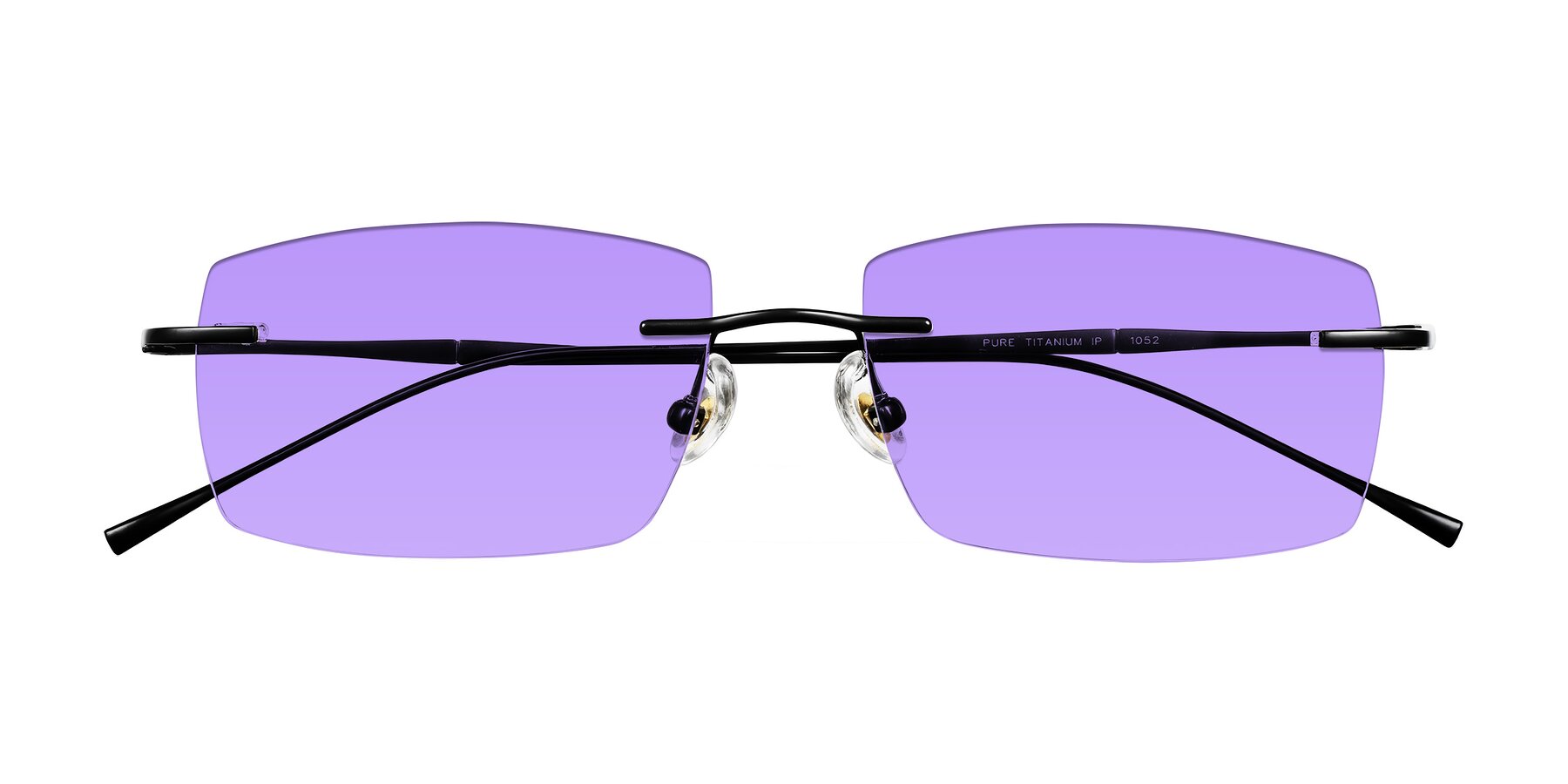 Folded Front of Cartman in Matte Black with Medium Purple Tinted Lenses
