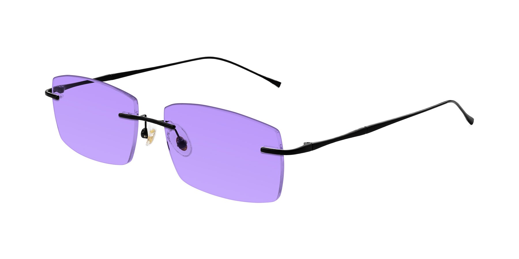Angle of Cartman in Matte Black with Medium Purple Tinted Lenses