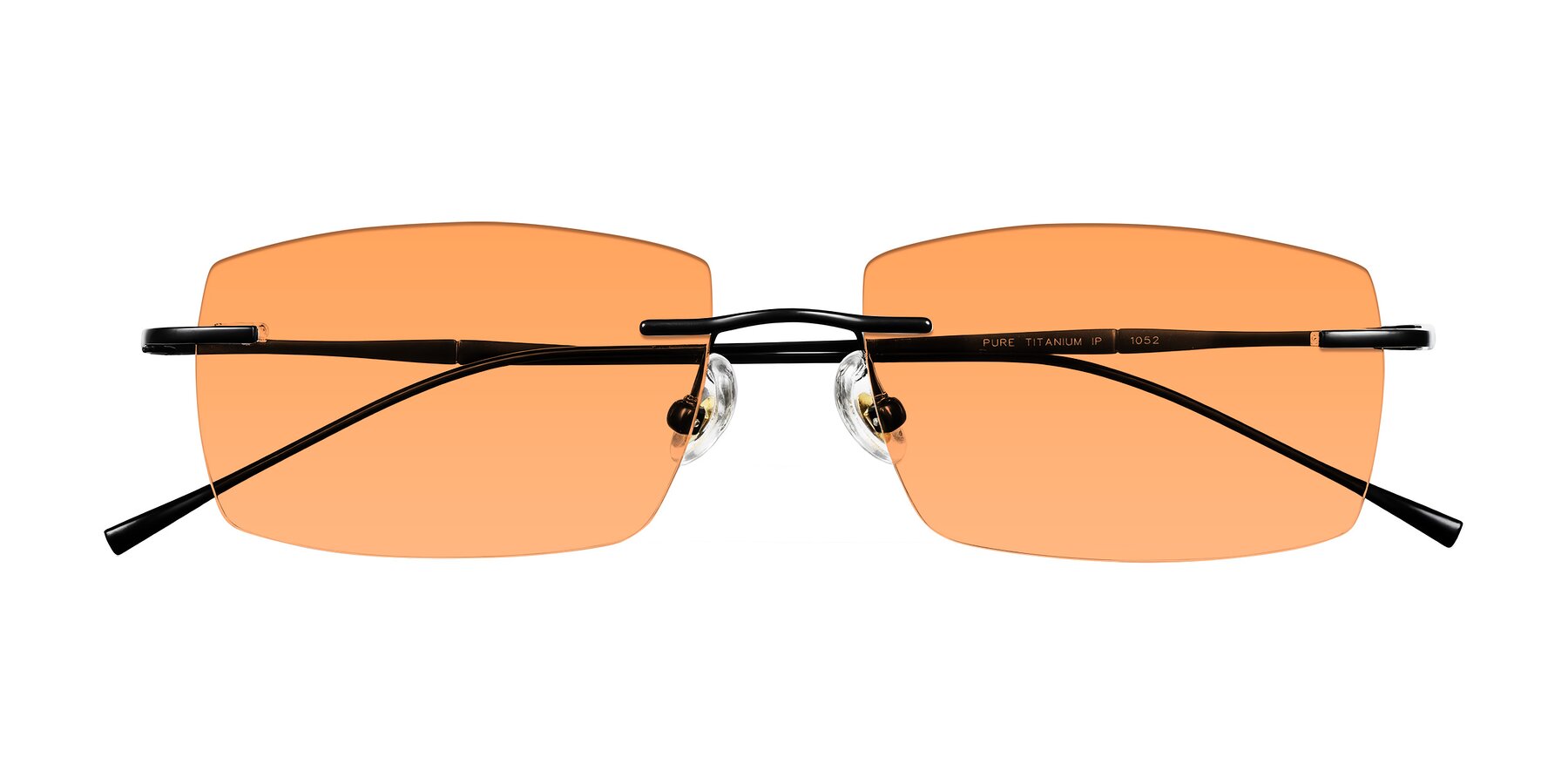 Folded Front of Cartman in Matte Black with Medium Orange Tinted Lenses