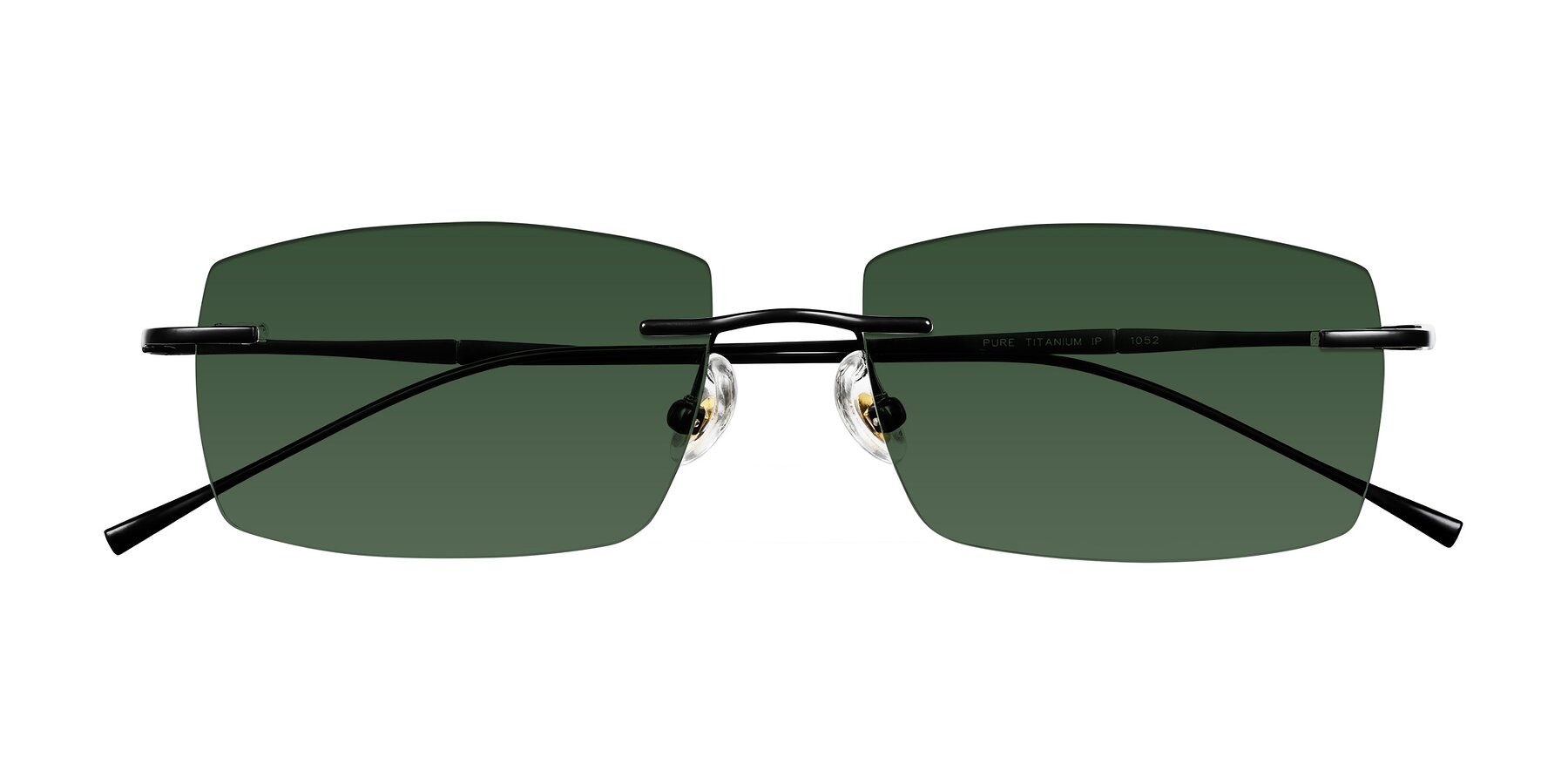 Folded Front of Cartman in Matte Black with Green Tinted Lenses