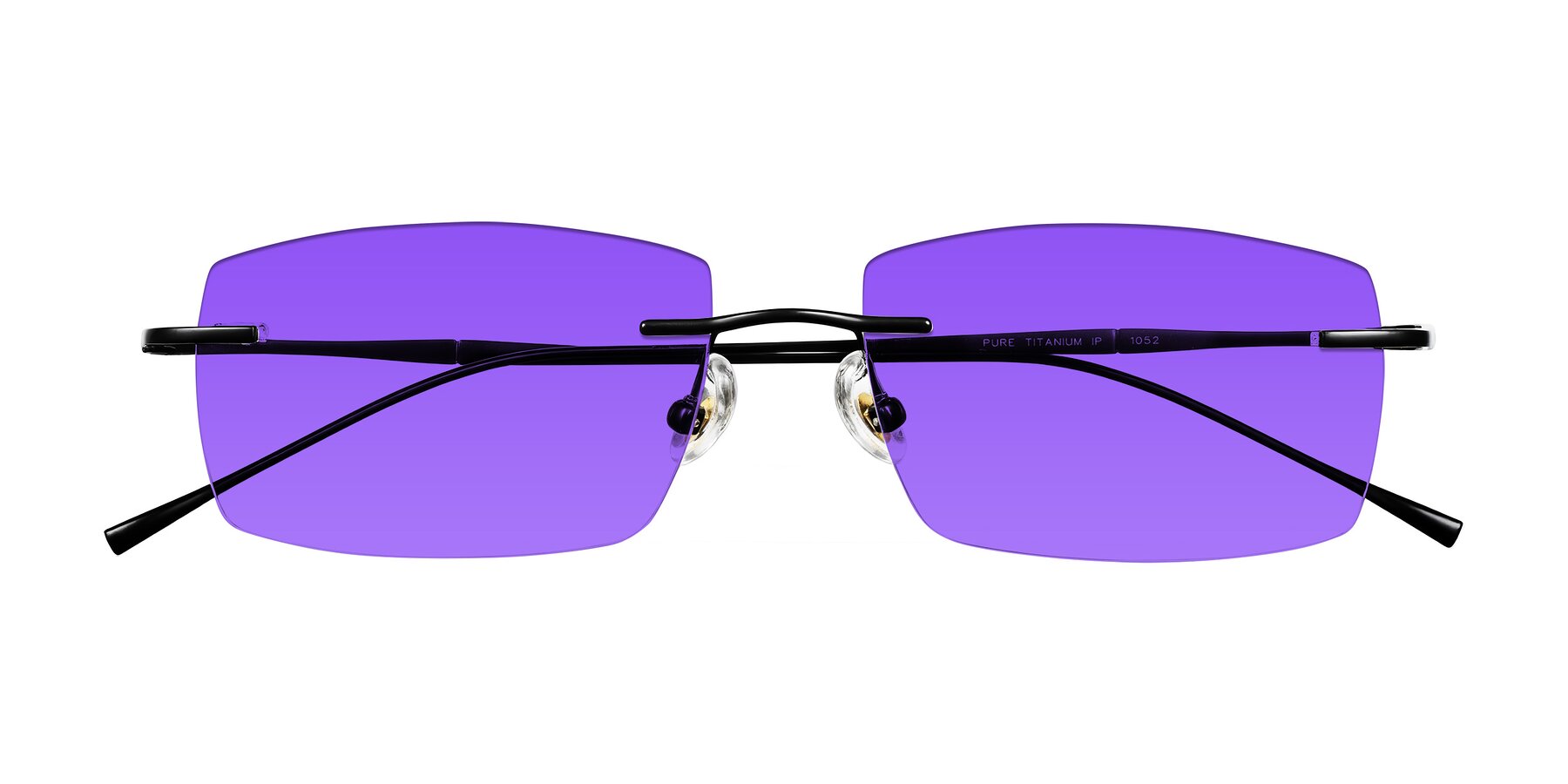Folded Front of Cartman in Matte Black with Purple Tinted Lenses