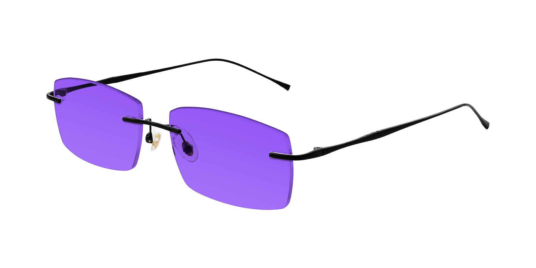 Angle of Cartman in Matte Black with Purple Tinted Lenses
