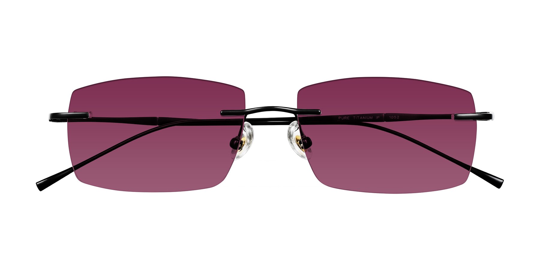 Folded Front of Cartman in Matte Black with Wine Tinted Lenses