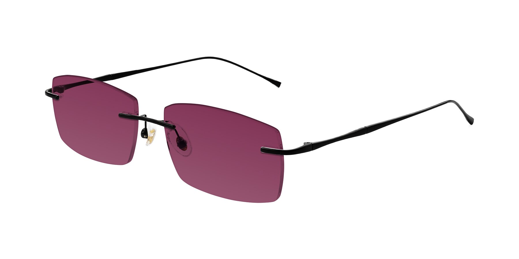 Angle of Cartman in Matte Black with Wine Tinted Lenses