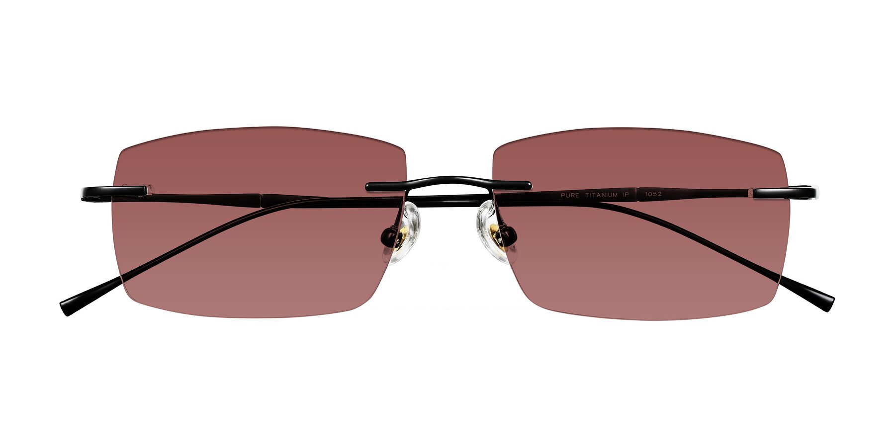 Folded Front of Cartman in Matte Black with Garnet Tinted Lenses