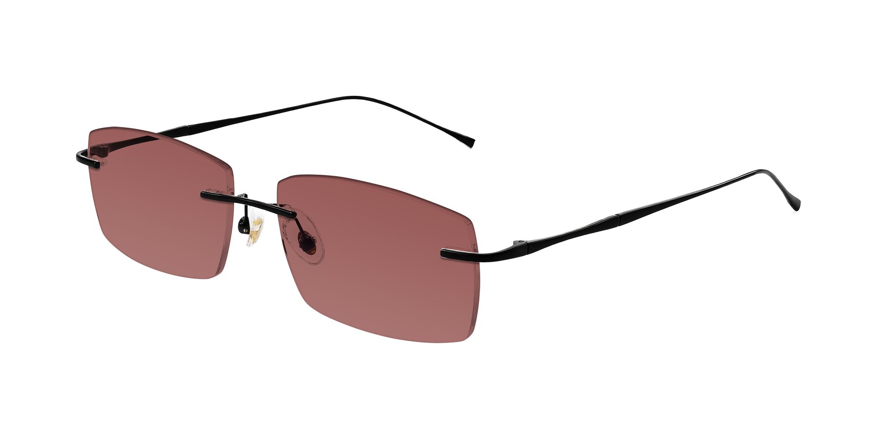Angle of Cartman in Matte Black with Garnet Tinted Lenses