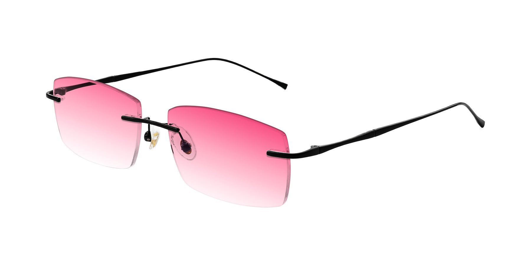 Angle of Cartman in Matte Black with Pink Gradient Lenses