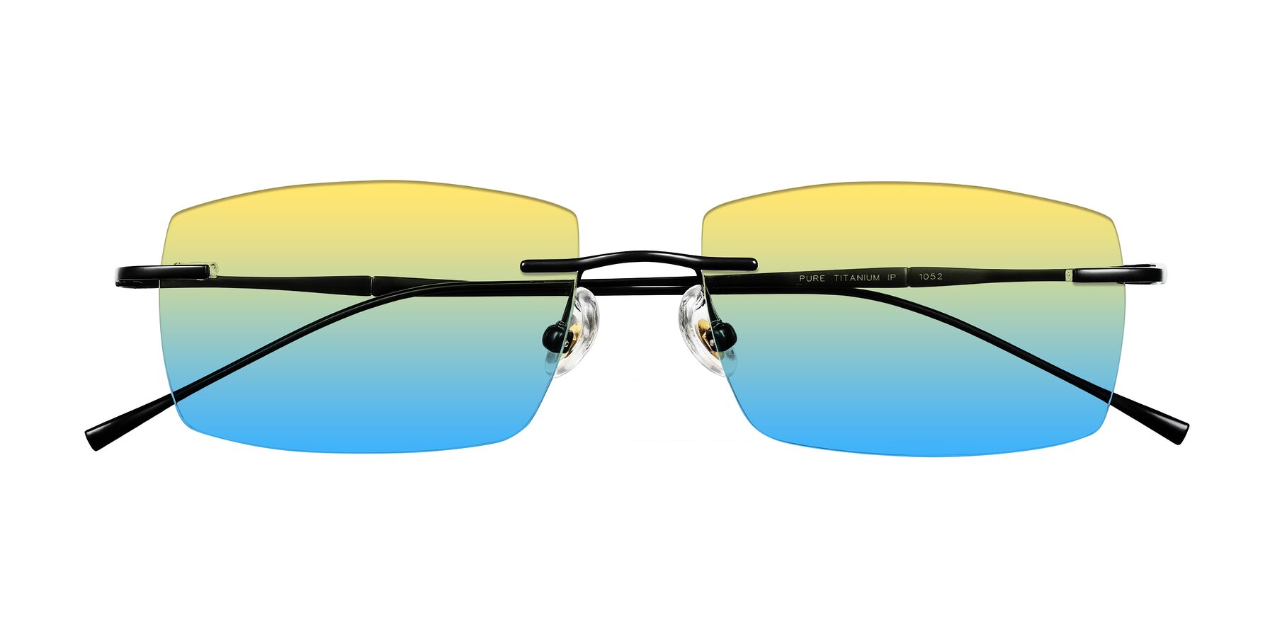 Folded Front of Cartman in Matte Black with Yellow / Blue Gradient Lenses