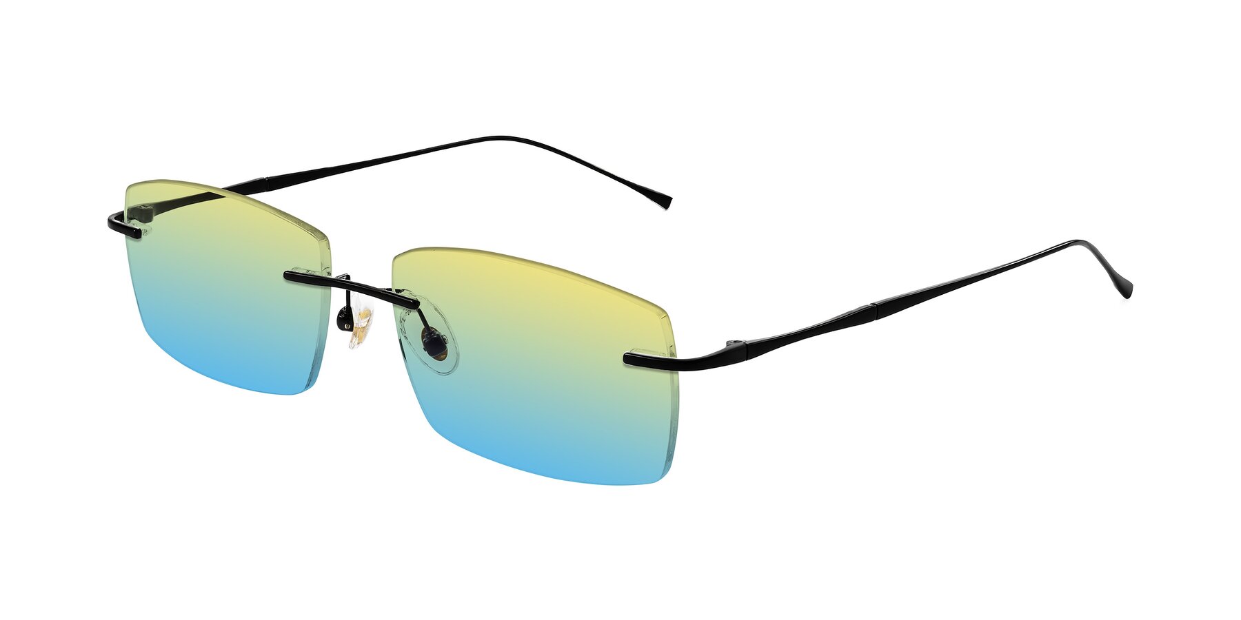 Angle of Cartman in Matte Black with Yellow / Blue Gradient Lenses