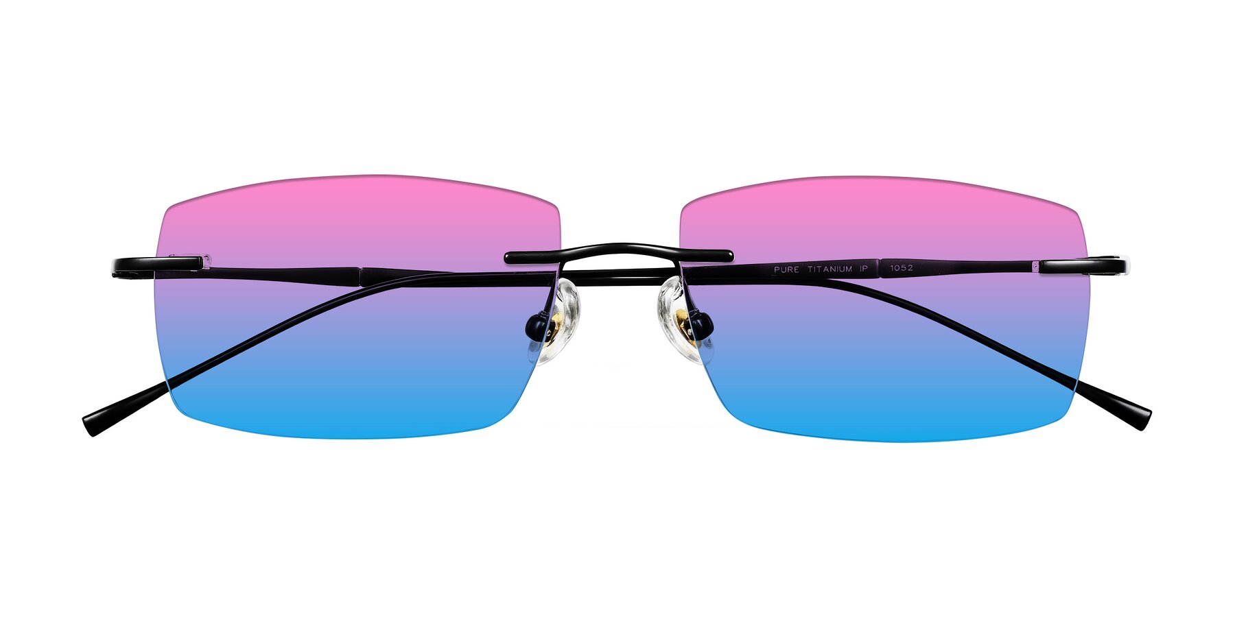 Folded Front of Cartman in Matte Black with Pink / Blue Gradient Lenses
