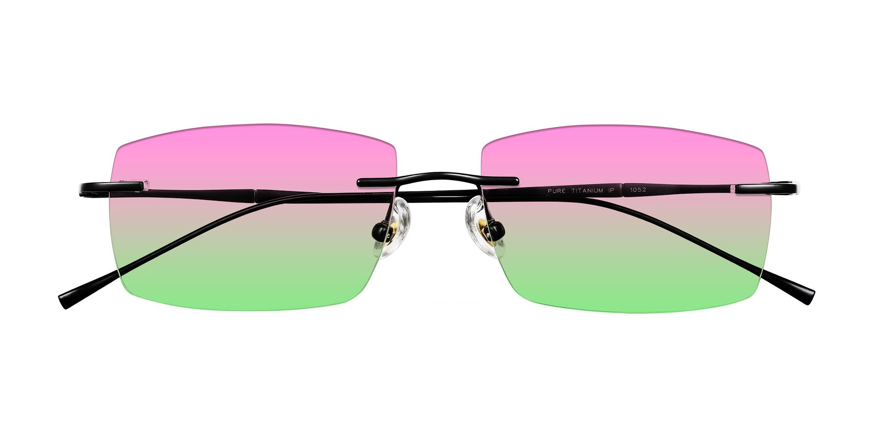 Folded Front of Cartman in Matte Black with Pink / Green Gradient Lenses