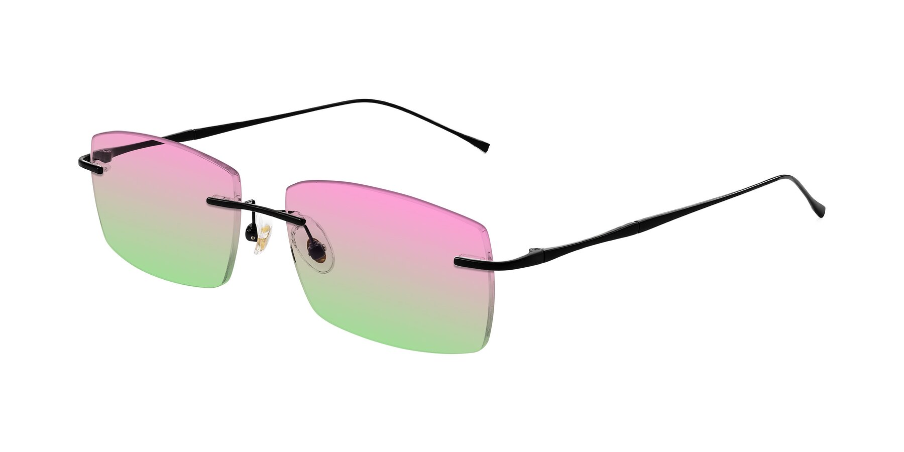 Angle of Cartman in Matte Black with Pink / Green Gradient Lenses