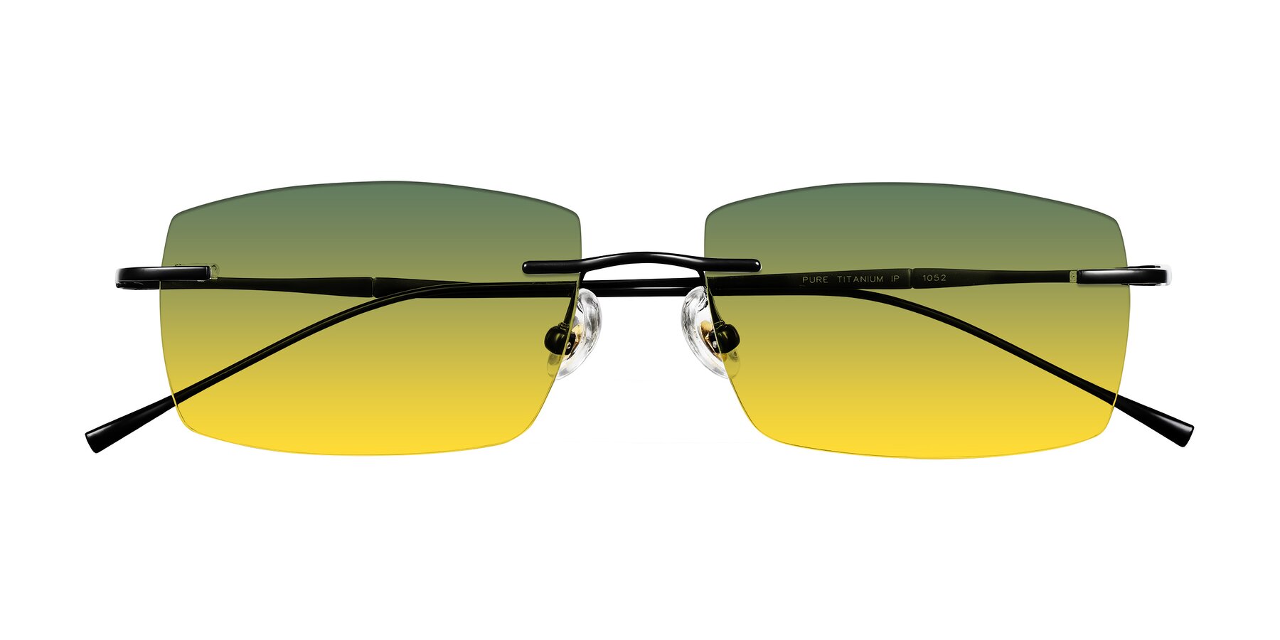 Folded Front of Cartman in Matte Black with Green / Yellow Gradient Lenses