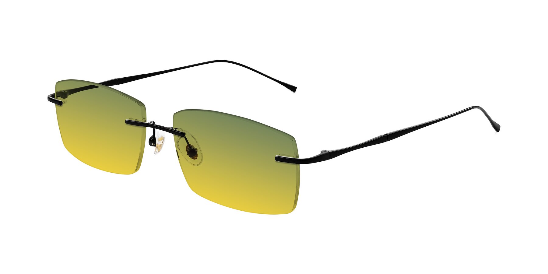 Angle of Cartman in Matte Black with Green / Yellow Gradient Lenses