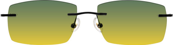 Rectangle Gradient Rimless Matte Black Titanium Rectangle Rimless Gradient Sunglasses with Green ...