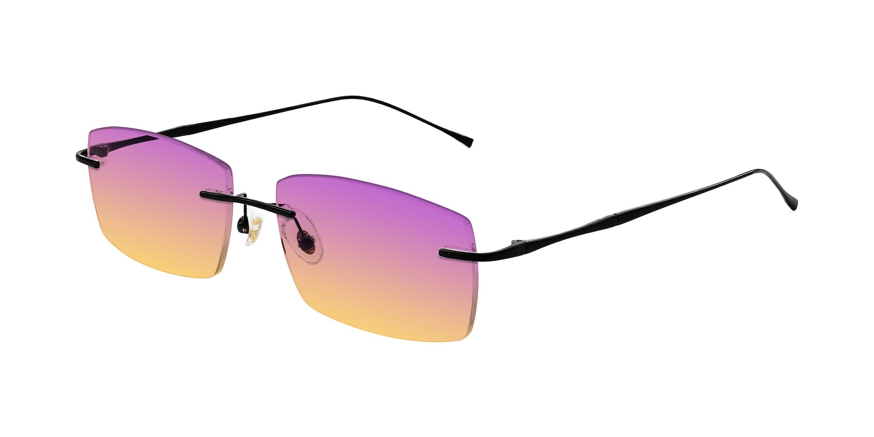 Angle of Cartman in Matte Black with Purple / Yellow Gradient Lenses