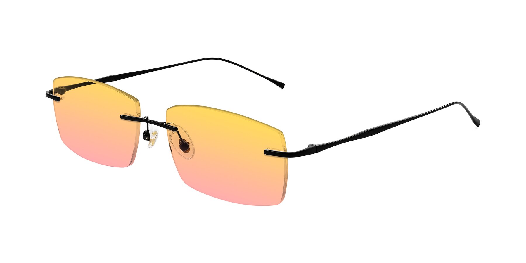 Angle of Cartman in Matte Black with Yellow / Pink Gradient Lenses