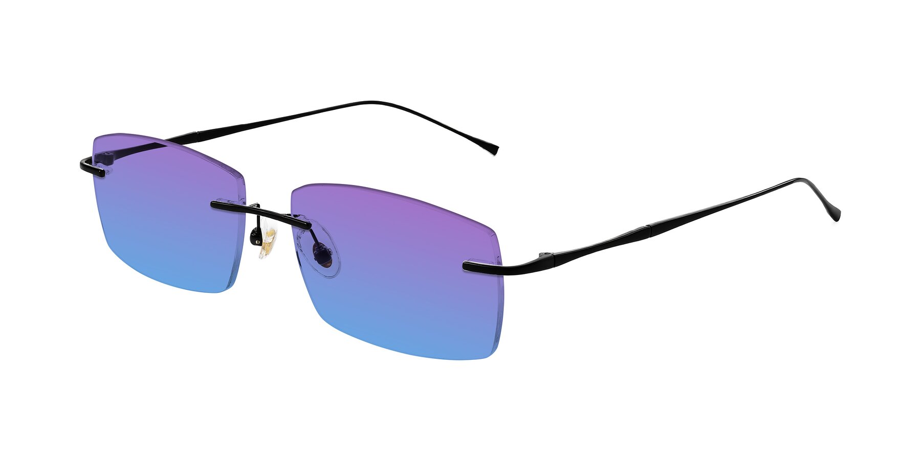Angle of Cartman in Matte Black with Purple / Blue Gradient Lenses