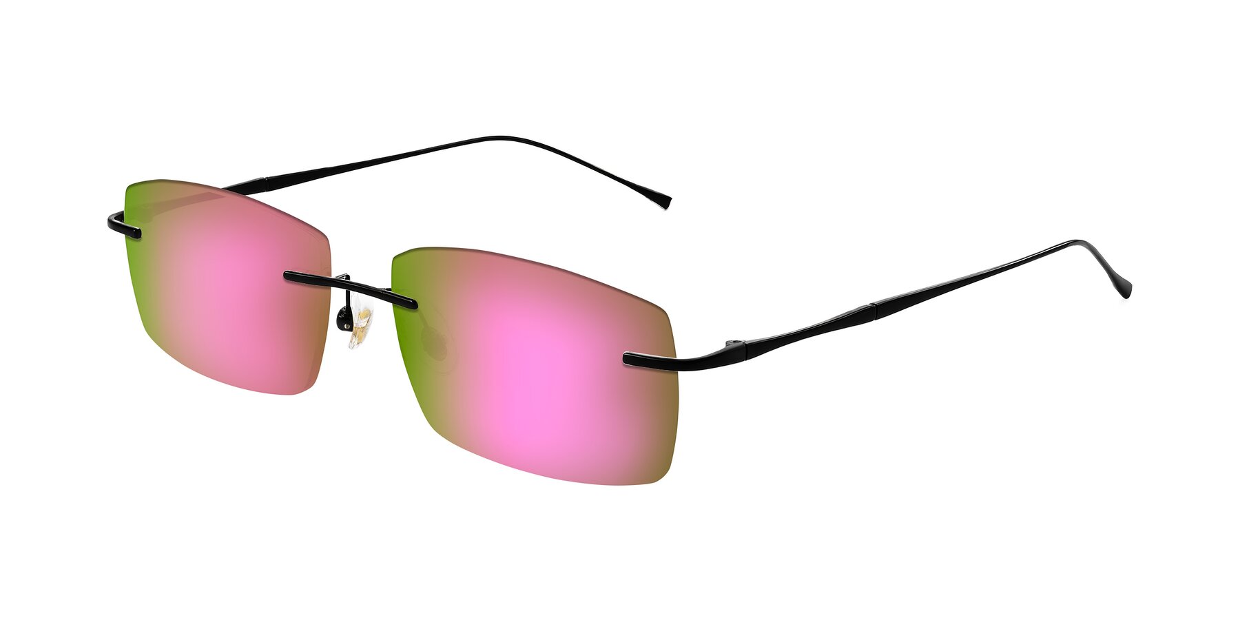 Angle of Cartman in Matte Black with Pink Mirrored Lenses