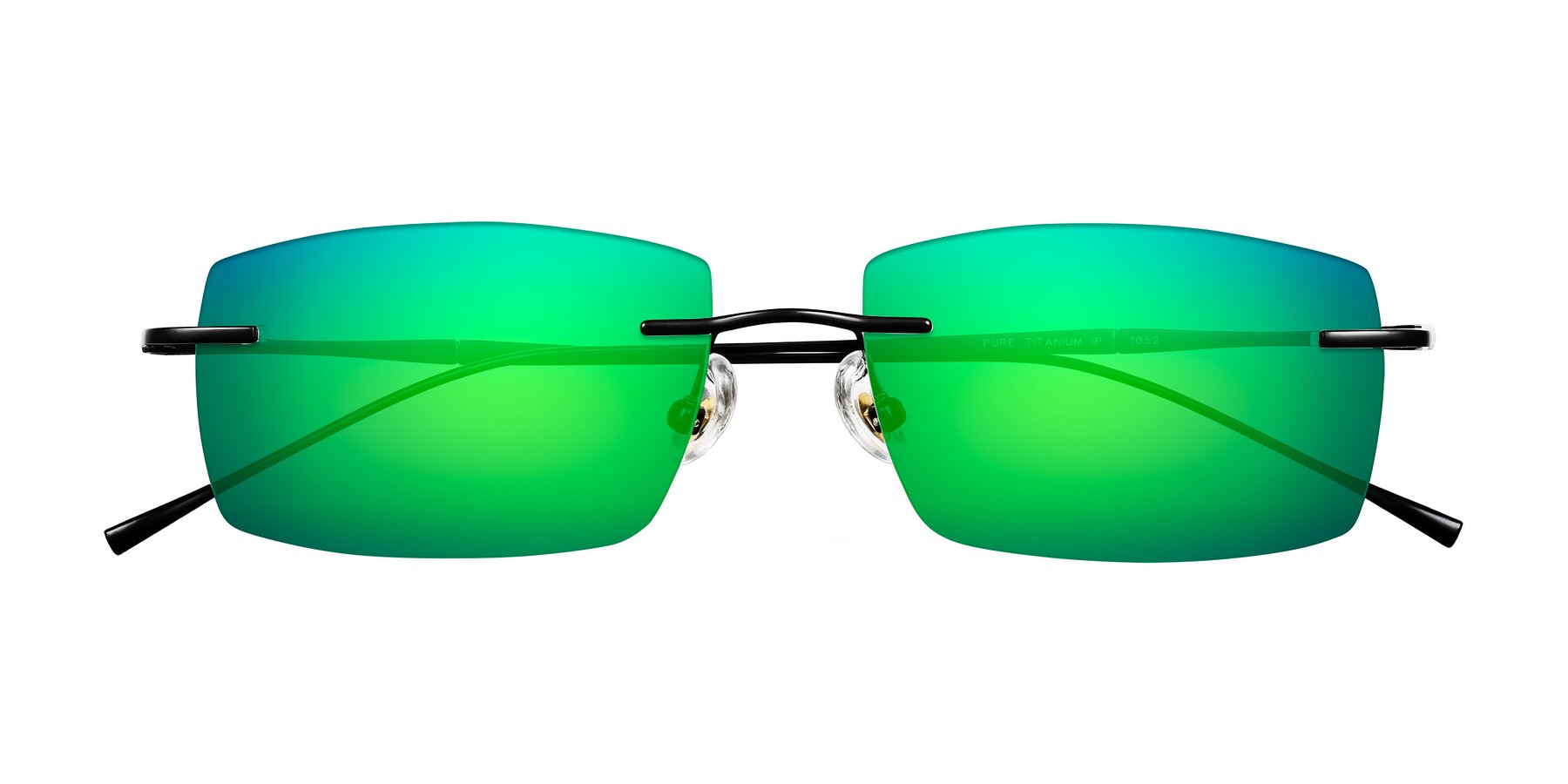 Folded Front of Cartman in Matte Black with Green Mirrored Lenses