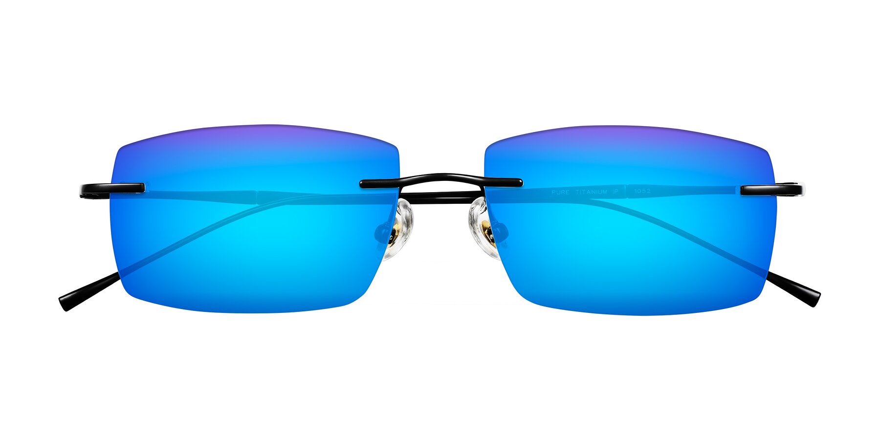 Folded Front of Cartman in Matte Black with Blue Mirrored Lenses