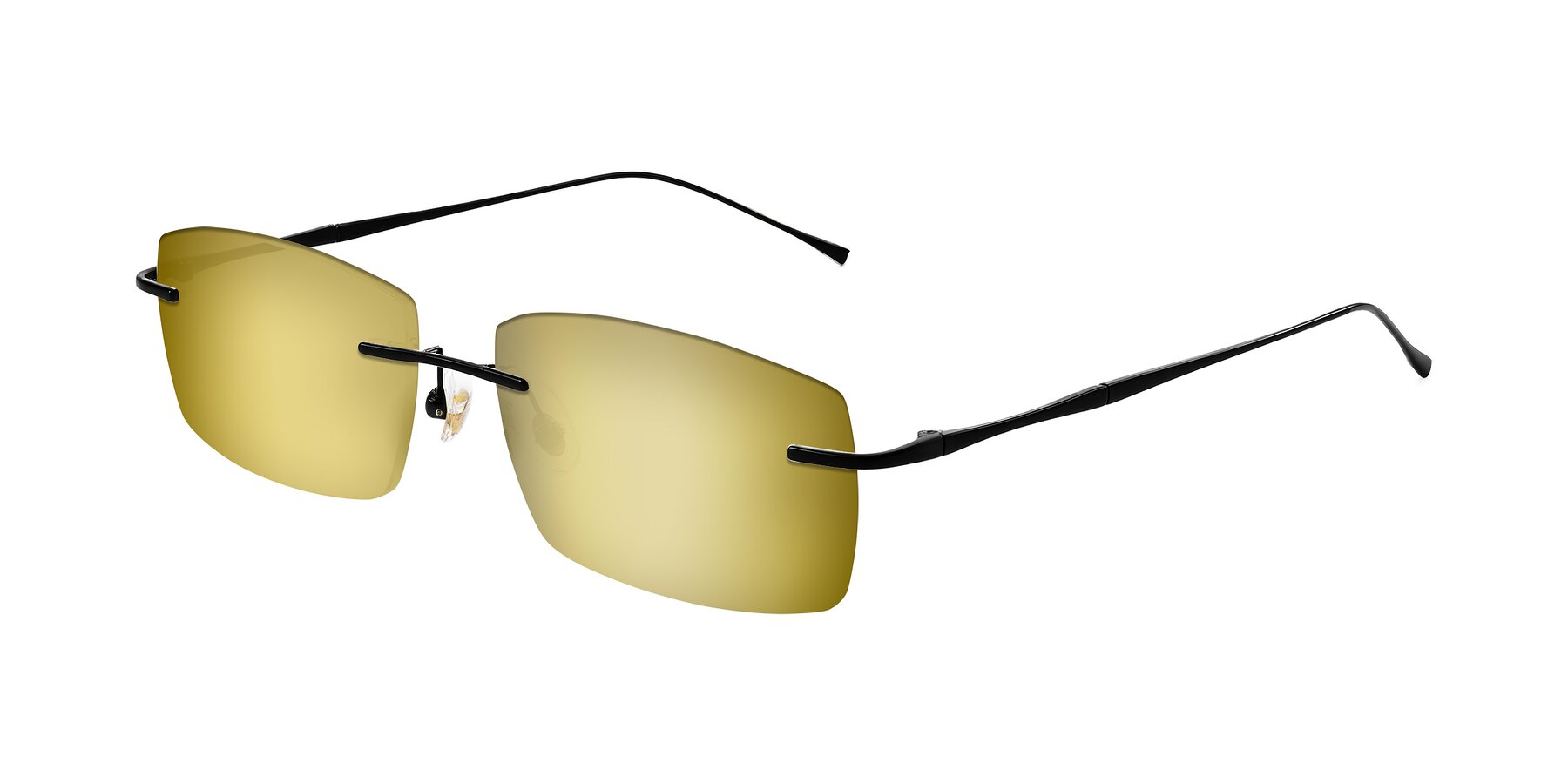 Angle of Cartman in Matte Black with Gold Mirrored Lenses